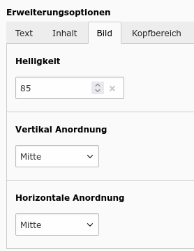 Bild-Optionen Zuschnitt und Helligkeit