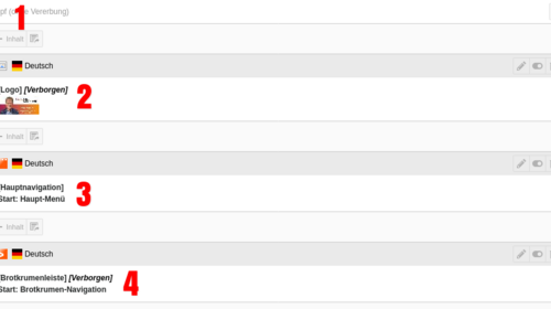 Kopfbereich auf der Wurzelseite mit Logo, Menü und Brotkrumenleiste
