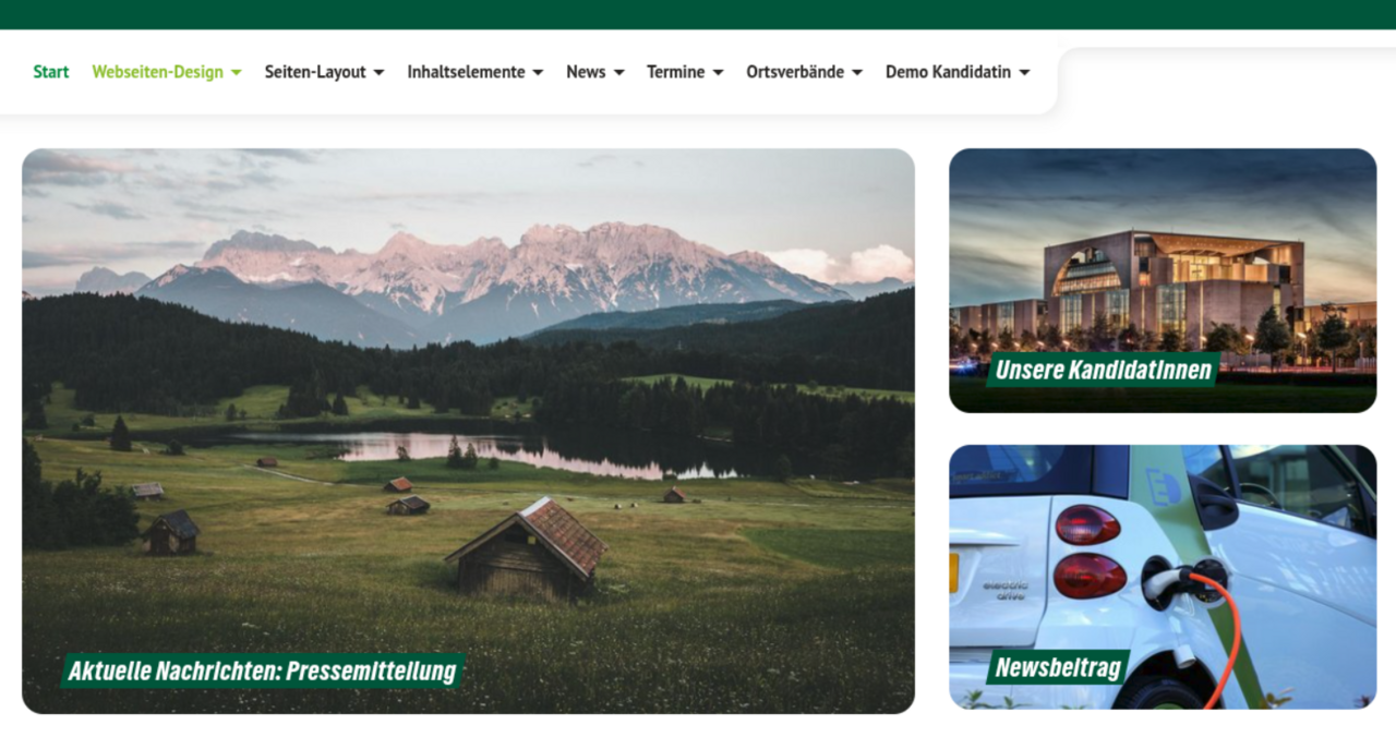 Ansicht einer 3er Kachel auf der Startseite